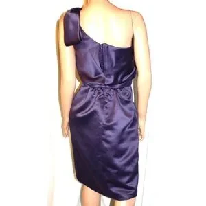 CYNTHIA ROWLEY Concord Purple One Shoulder Satin Party Short Bridesmaid  Dress~2